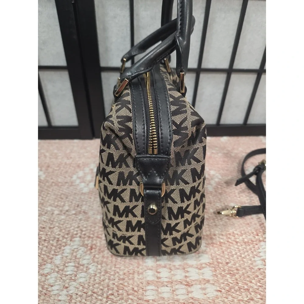 Michael Kors Monogram Brown Leather Satchel Crossbody Purse Handbag Wallet‎ Set